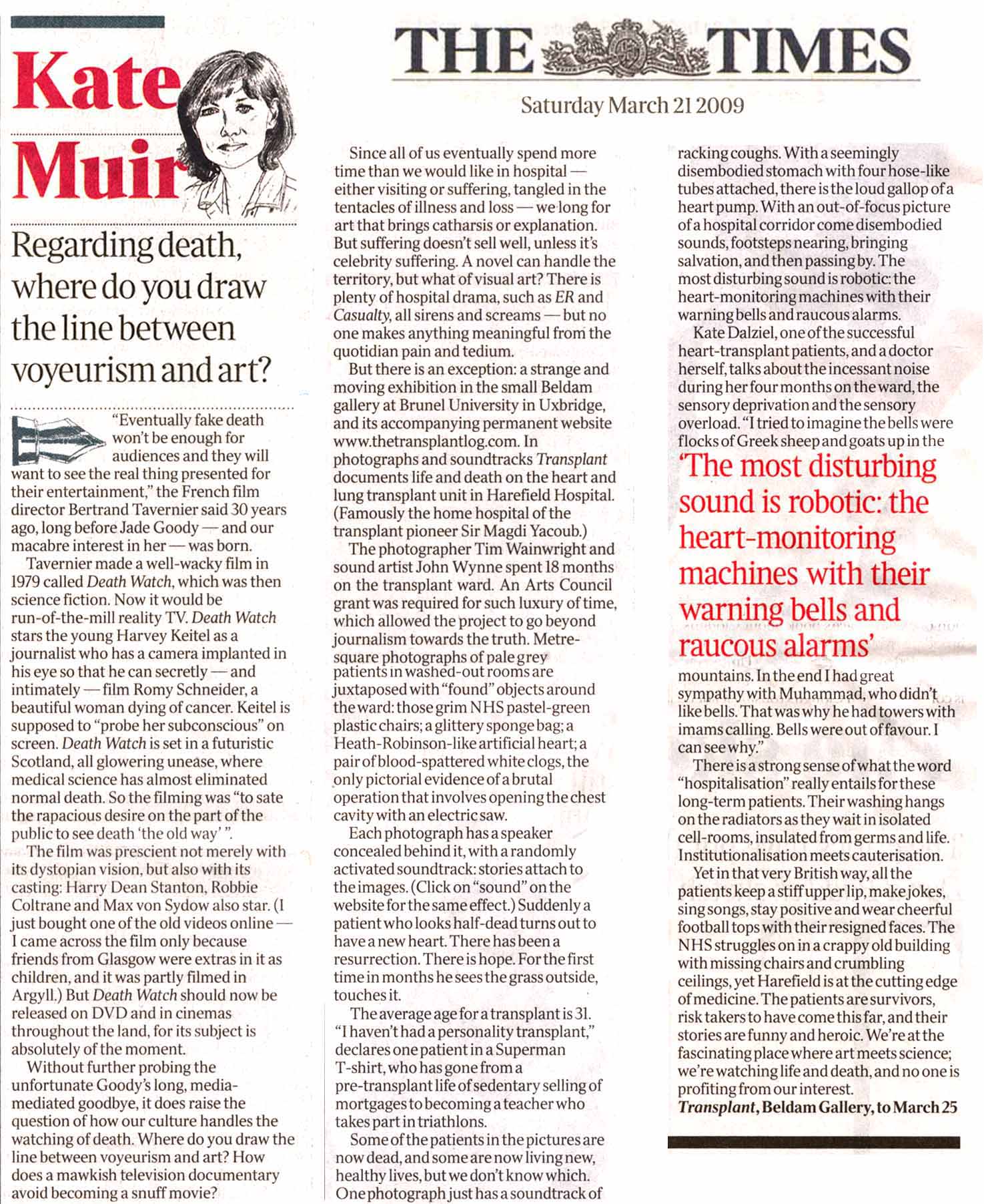 Transplant and Life Review in The Times